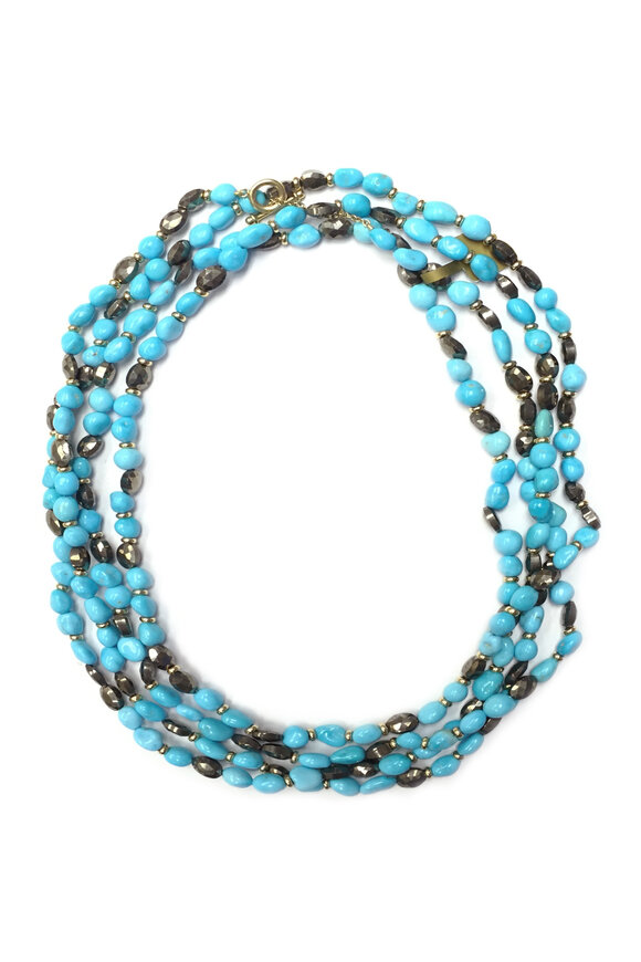 Syna - Limited Edition Gold Turquoise & Pyrite Necklace