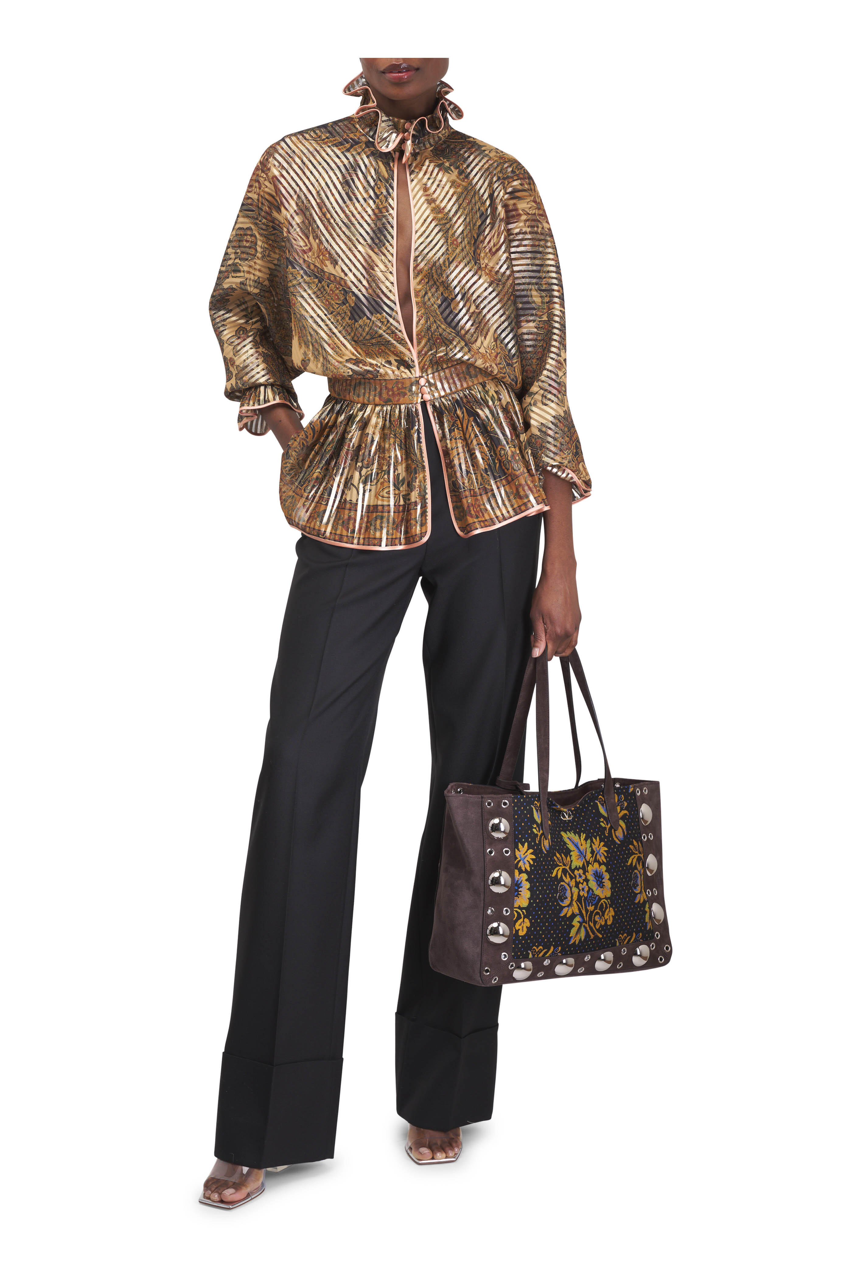 Valentino Garavani - VLogo Plaque Floral Patterned Shopping Tote