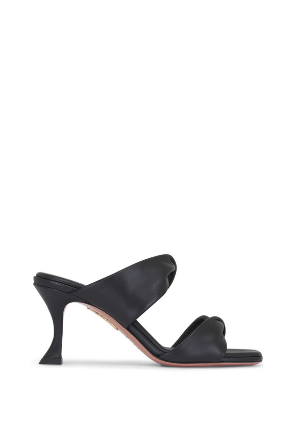 Aquazzura Twist Black Leather Sandal, 75mm - view 4