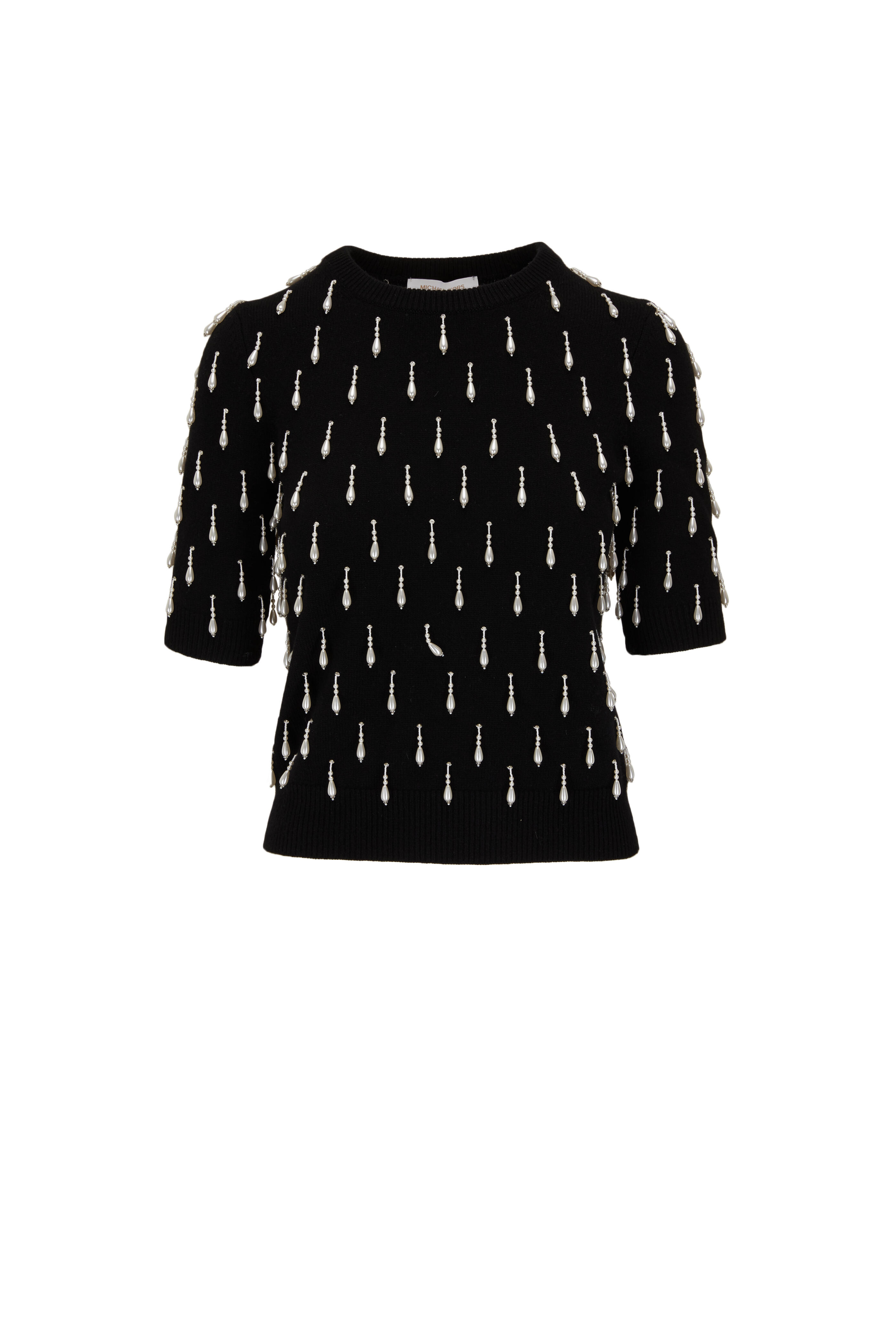 Michael Kors Collection - Black Cashmere Pearl Embellished Sweater