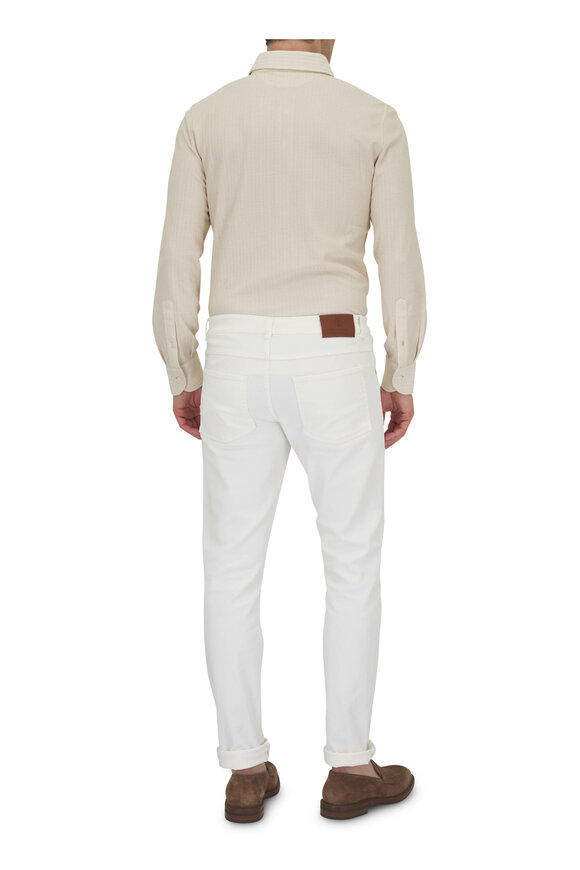 Brunello Cucinelli - Off White Cotton & Silk Waffle Knit Polo