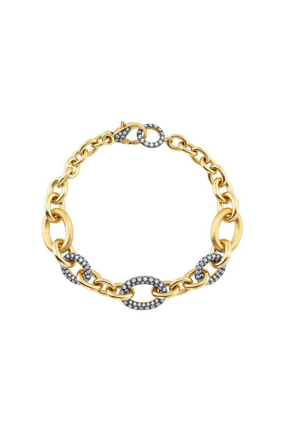 Mariani 18k Yellow Gold Rolo Link Diamond Bracelet