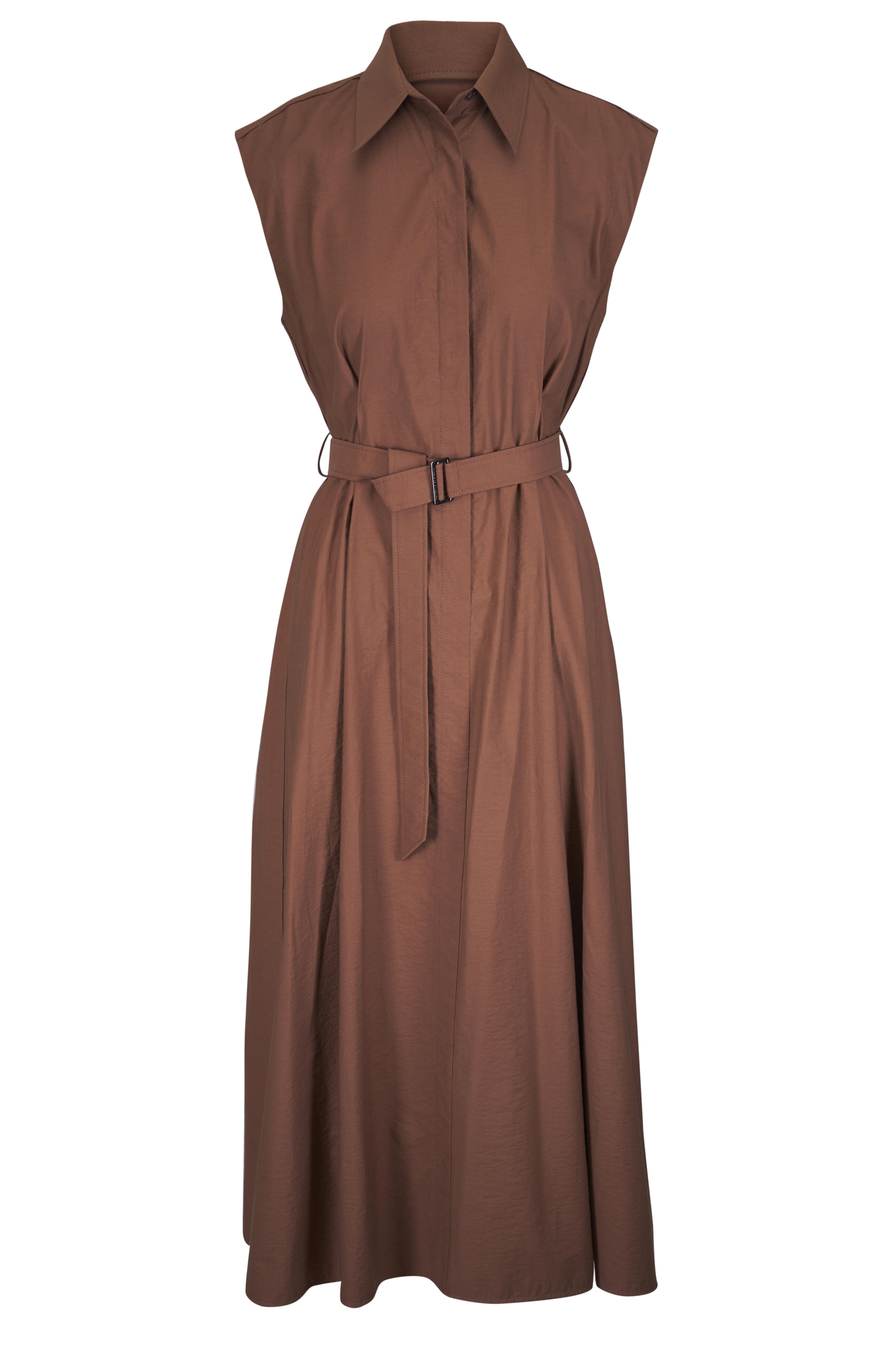 Brunello Cucinelli - Cuoio Diagonal Cotton Belted Midi Shirtdress