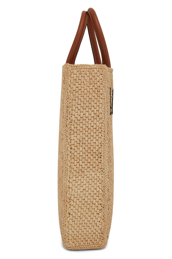 Loewe - A4 Logo North-South Raffia & Leather Tote Bag