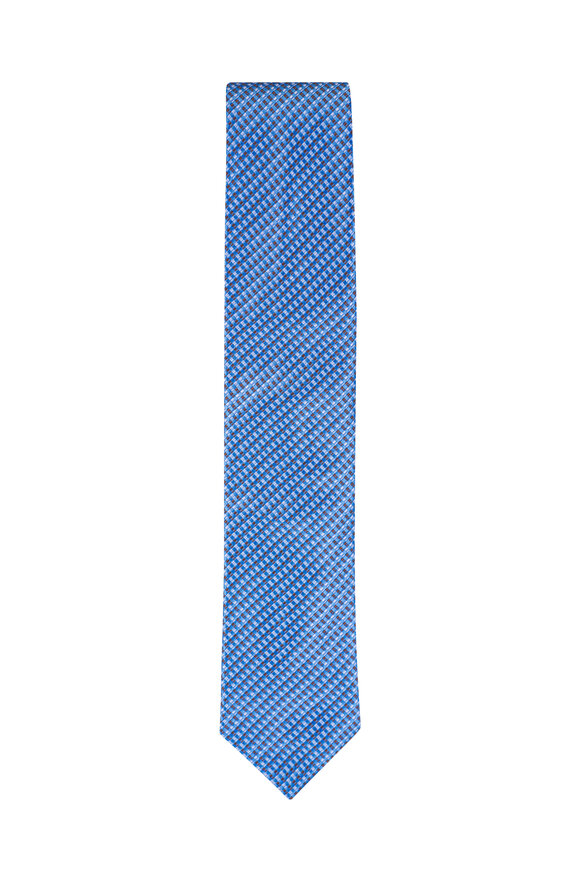 Eton Light Blue Printed Silk Necktie