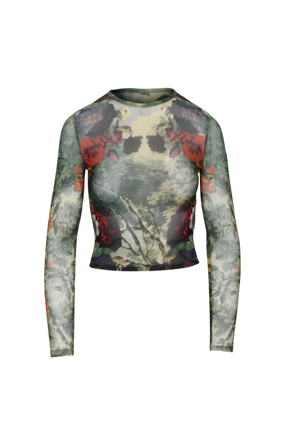 Alice & Olivia Delania Forbidden Forest Mesh Top