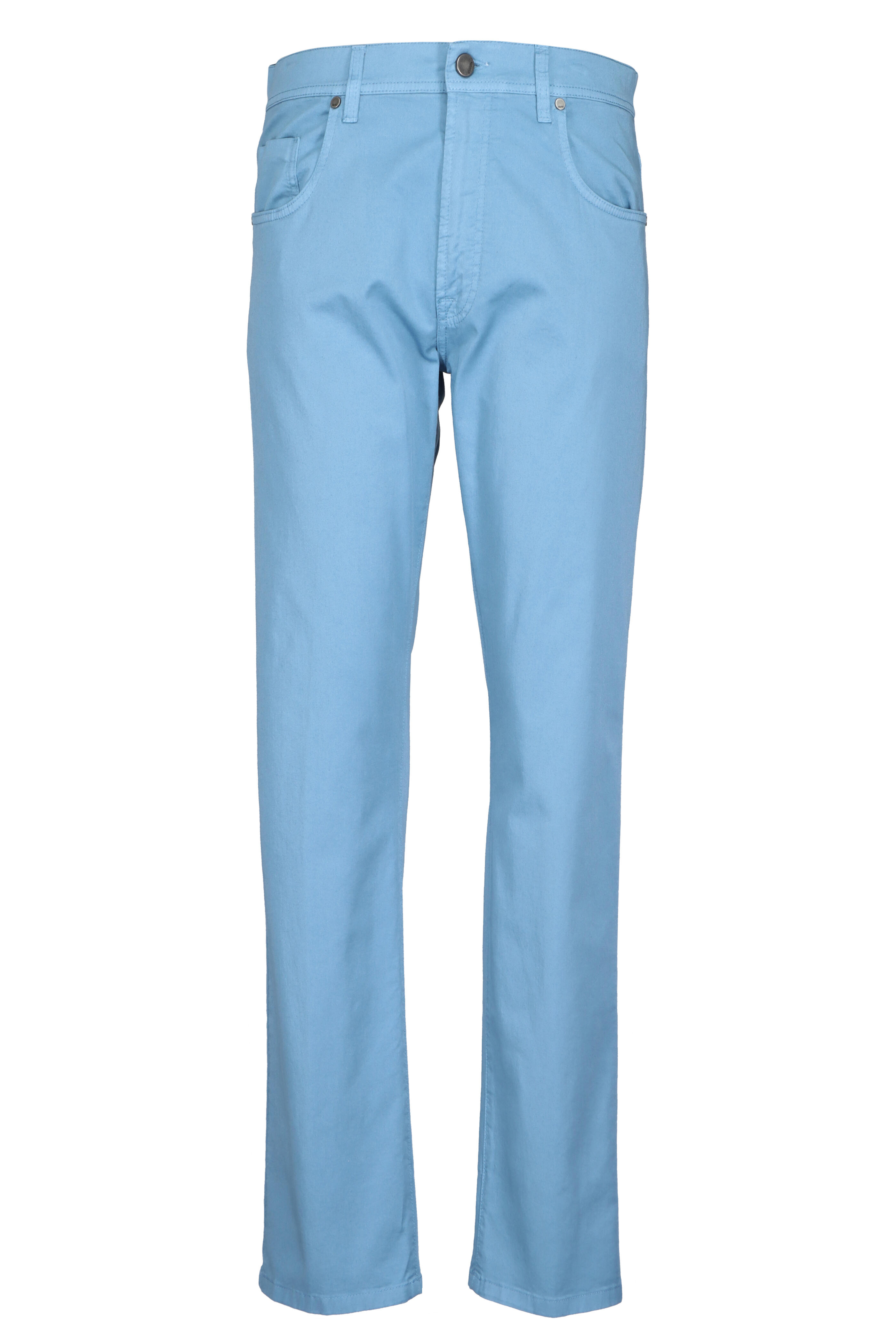 Cesare Attolini - Aqua Cotton Stretch Five Pocket Pant