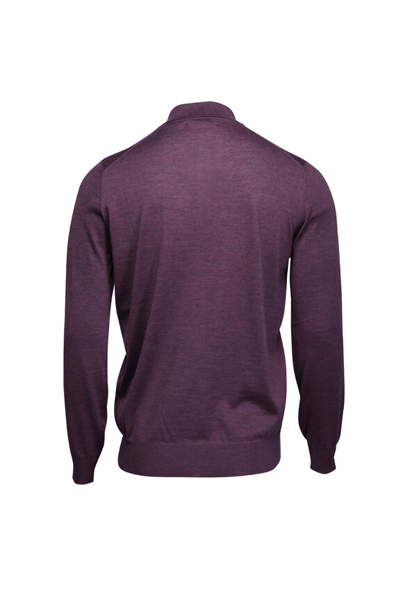 Brunello Cucinelli Purple Cashmere, Silk & Linen Polo - view 2