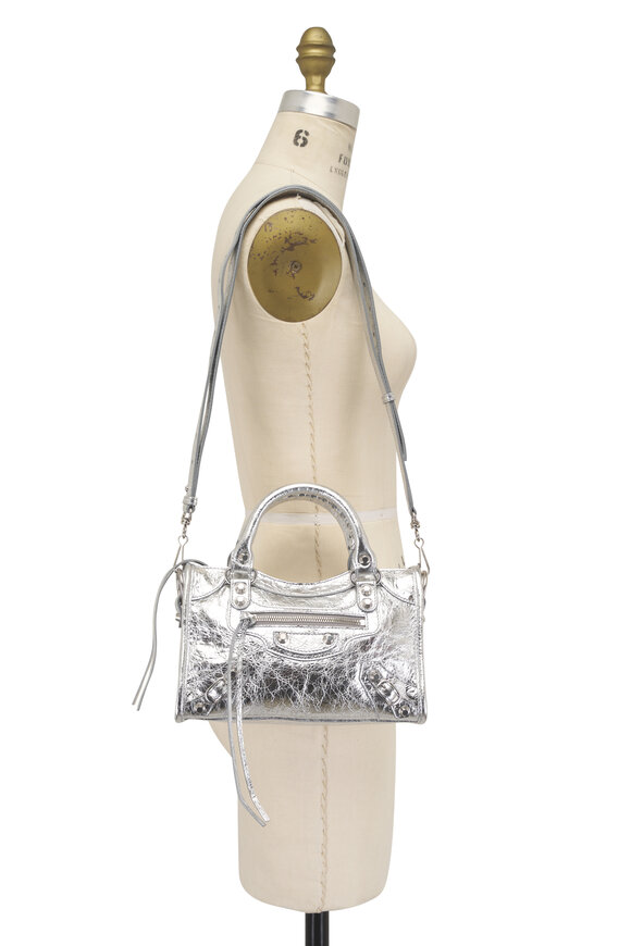 Balenciaga Mini Le City Silver Leather Shoulder Bag - view 5