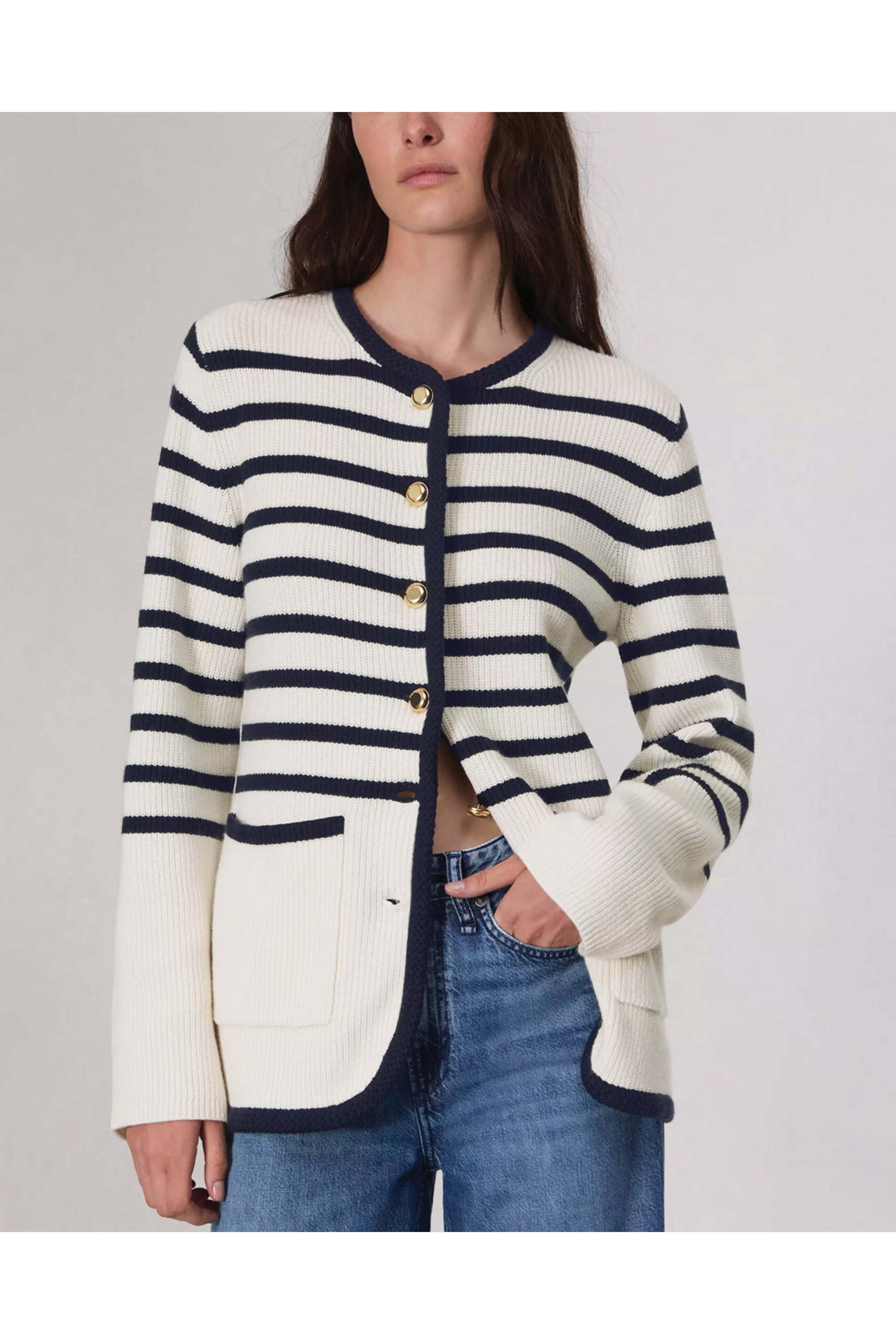 Rag & Bone - Ivory Stripe Nancy Long Cardigan