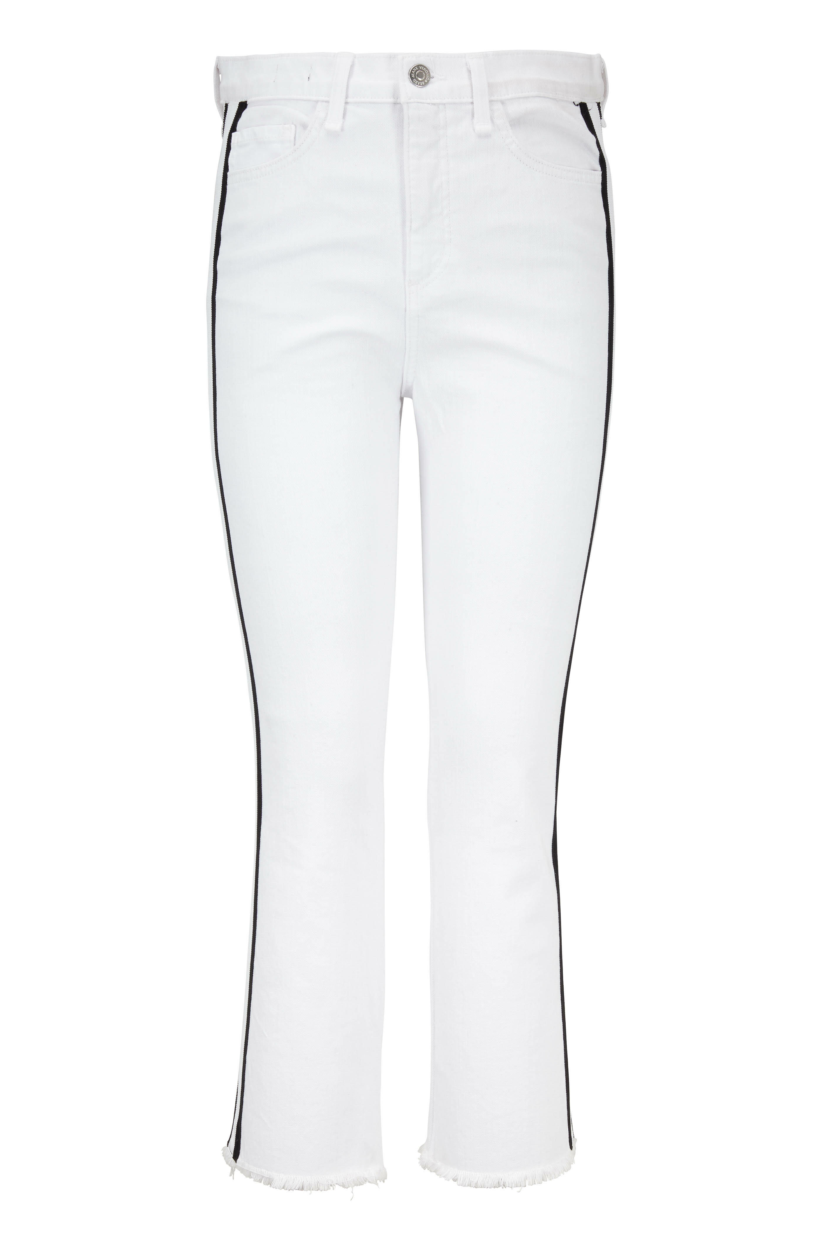 Veronica Beard - Carly White Tuxedo Stripe Kick Flare Jean