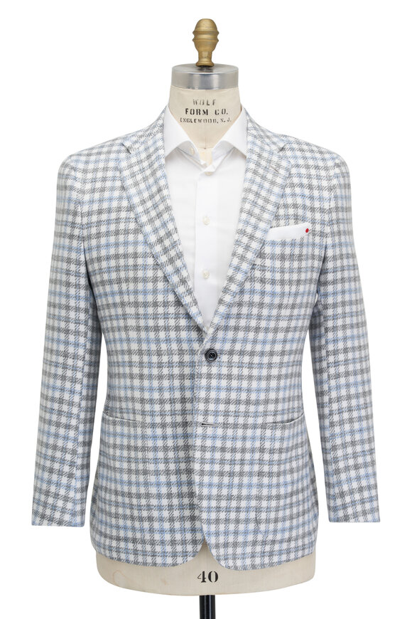 Kiton - Blue, Gray & White Check Sportcoat