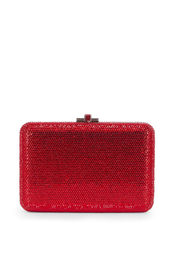 Judith Leiber Couture - Red Crystal Slim Slide-Lock Clutch 