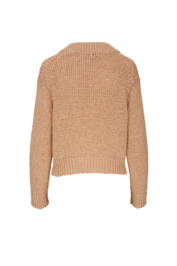 Light Peach Drop Shoulder V Neck Sweater