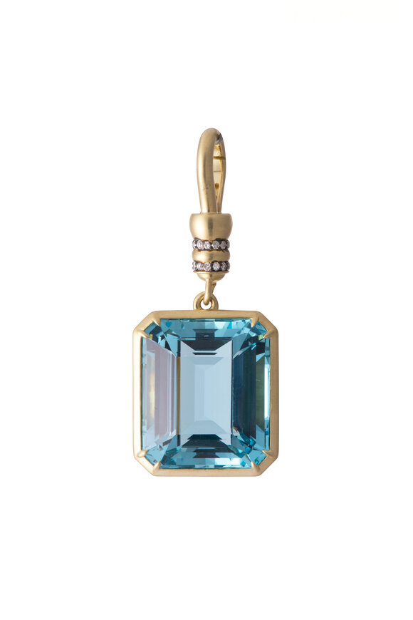 Sylva & Cie 18k Yellow Gold Diamond & Aquamarine Pendant
