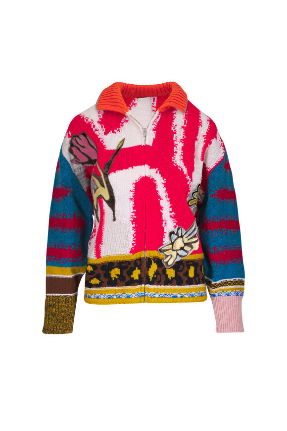 Saint Laurent - Black & Natural Floral Jacquard Cardigan