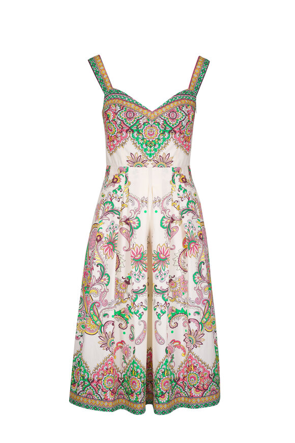 Etro Beige Printed Cotton Midi Dress