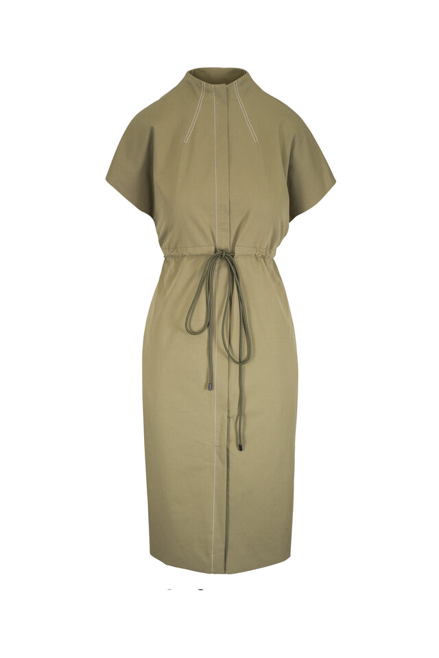 Huishan Zhang - Sandie Green Metallic Bell Sleeve Midi Dress