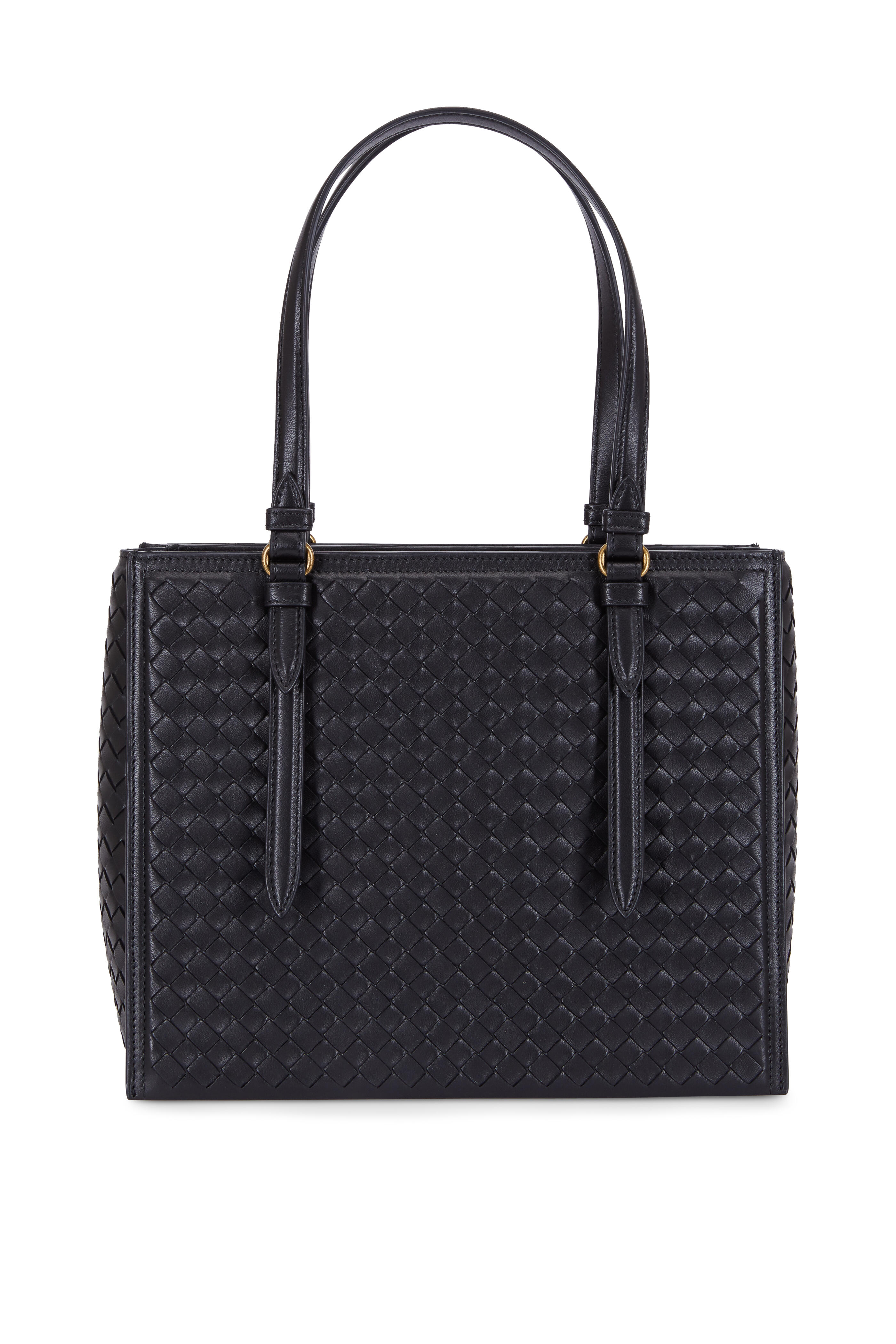 Bottega Veneta - Black Intrecciato Leather Tote Bag - view 2