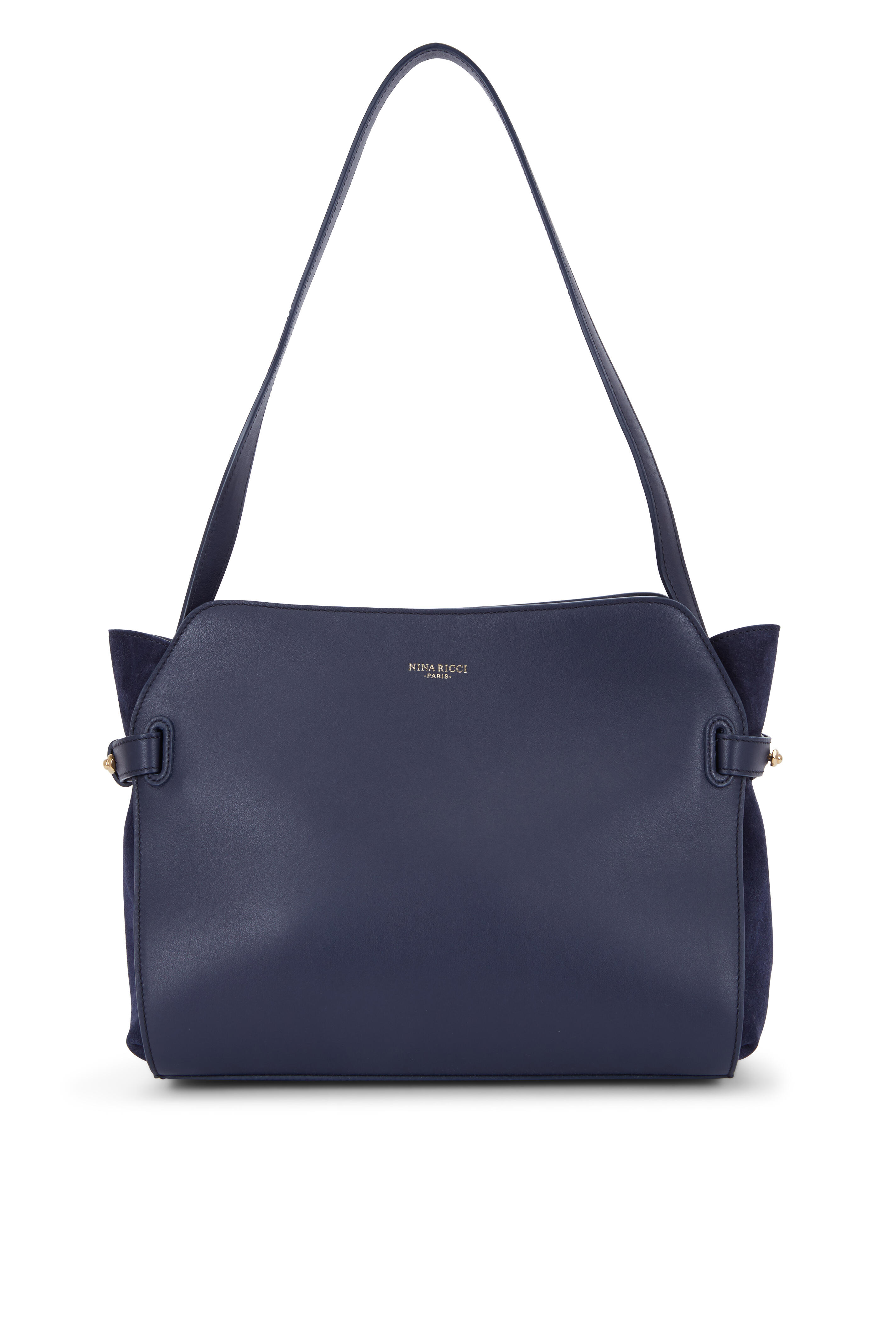 Nina Ricci - Marché Navy Blue Leather & Suede Shoulder Bag
