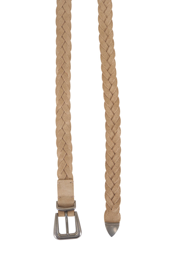 Brunello Cucinelli Hazelnut Suede Braided Belt - view 3