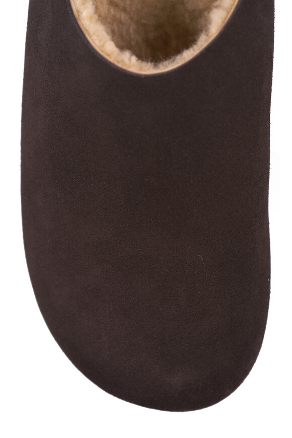 The Row Hudson Brown Suede & Shearling Slide - view 4