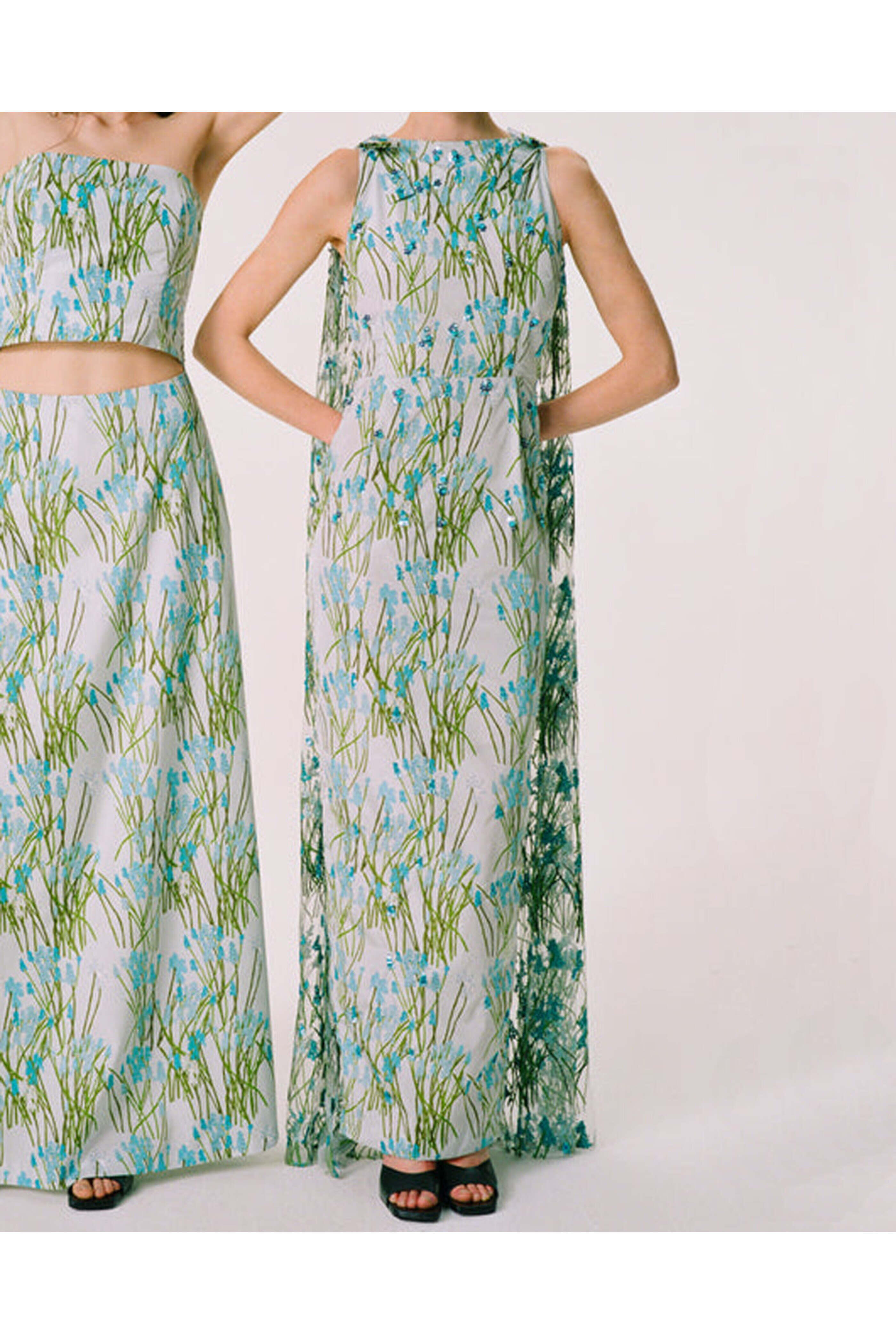 Bernadette - Blue Hyacinth Charlene Cape Dress