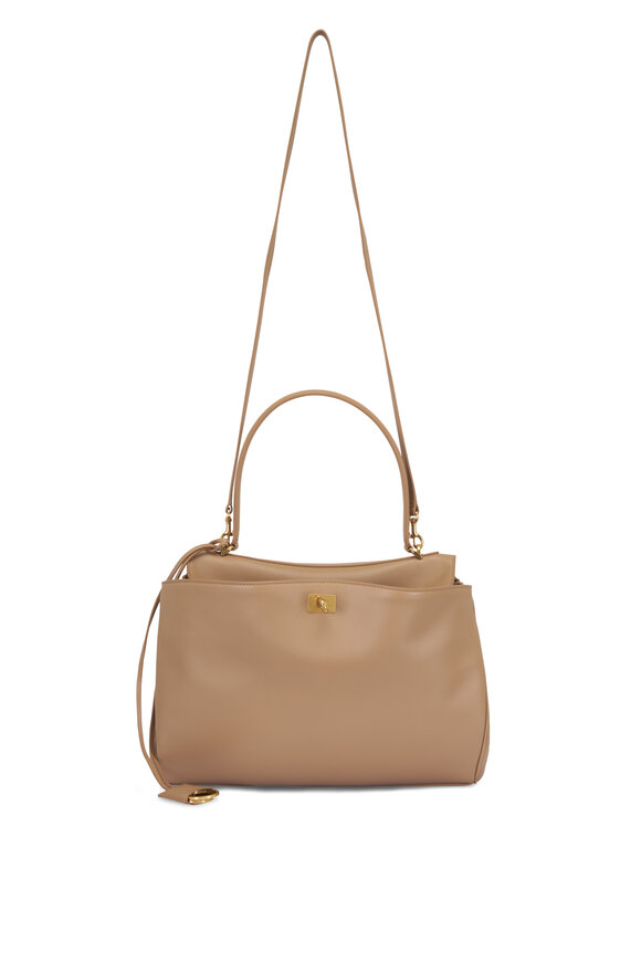 Balenciaga Medium Rodeo Latte Leather Top Handle Bag