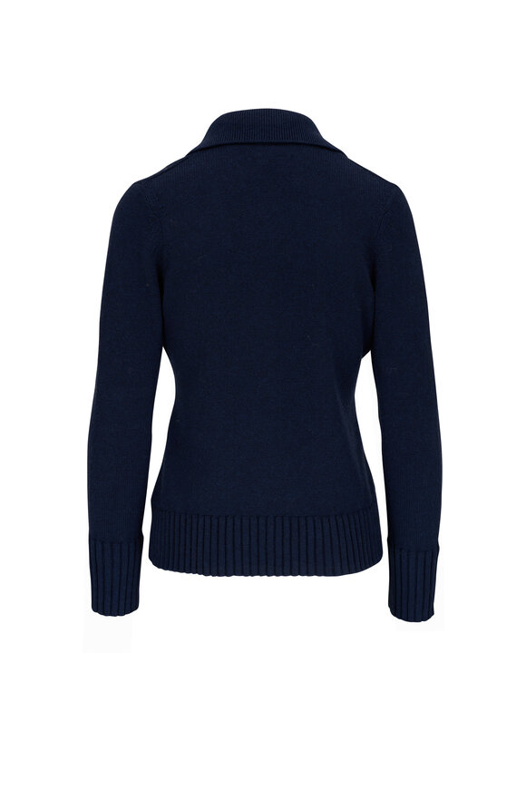 Kinross - Navy Ribbed Cotton Cardigan 