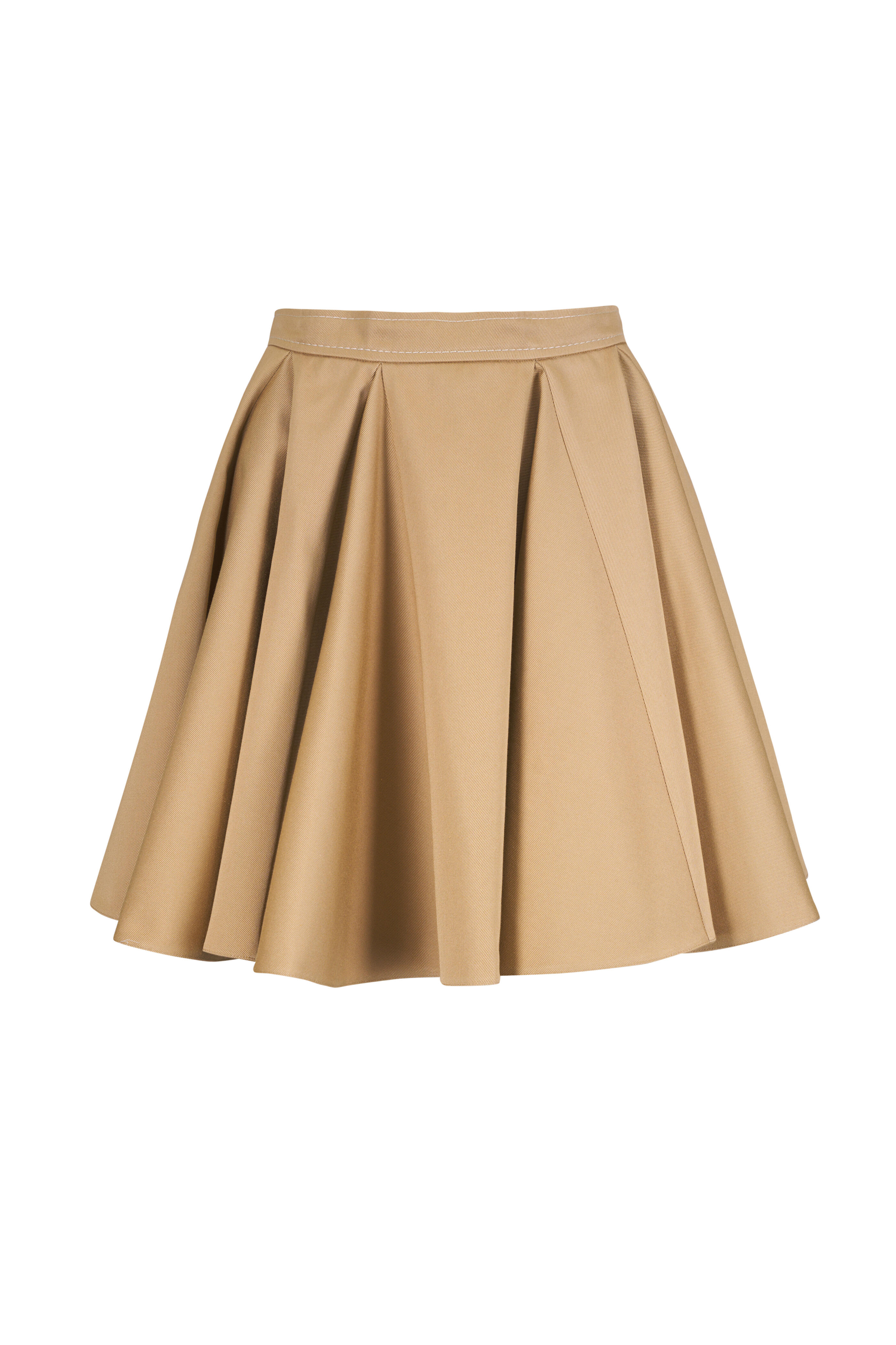 Marni - Beige Cotton Front Pleat Mini Skirt