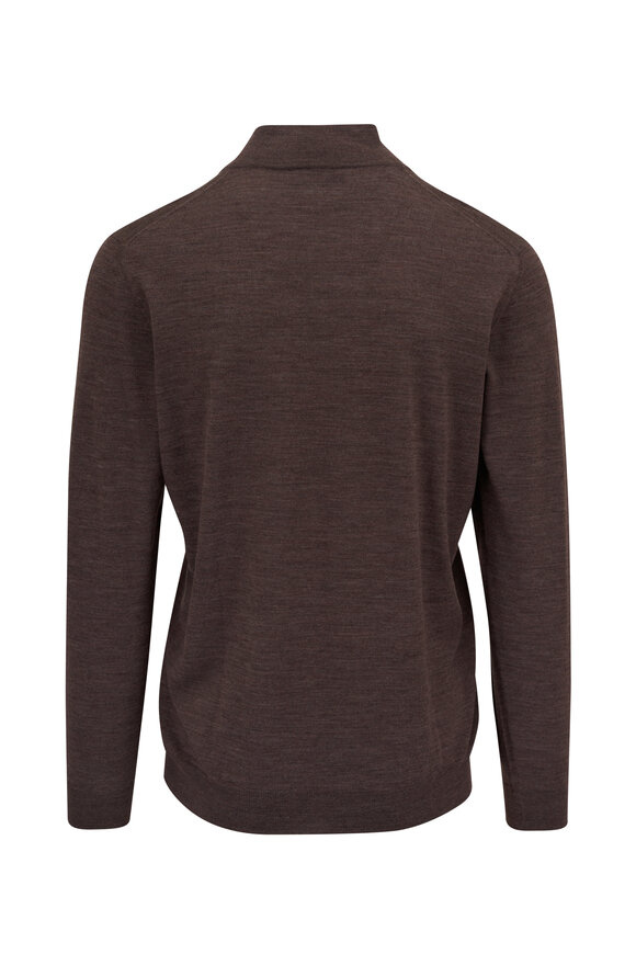 Fedeli - Mushroom Brown 140's Wool Quarter Zip Pullover