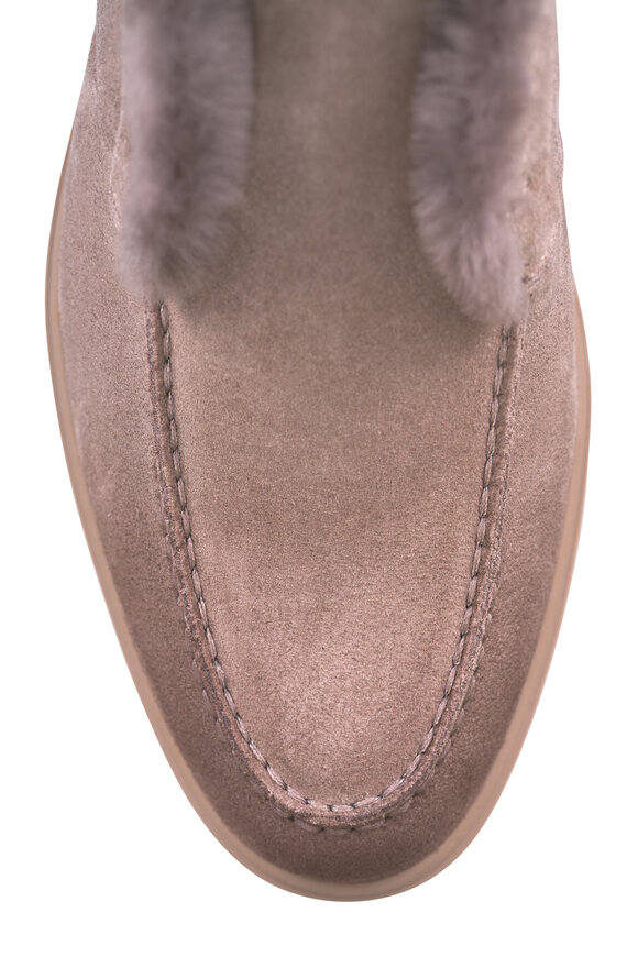 Santoni Fortune Shearling Gray Suede Loafer - view 4
