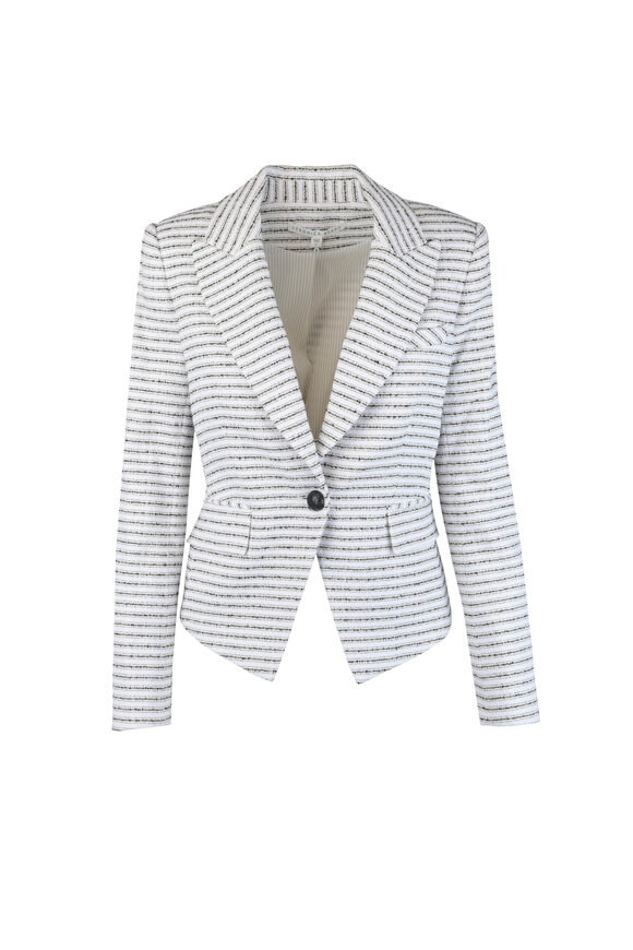 Veronica Beard - Hossana Black & White Striped Tweed Dickey Jacket 