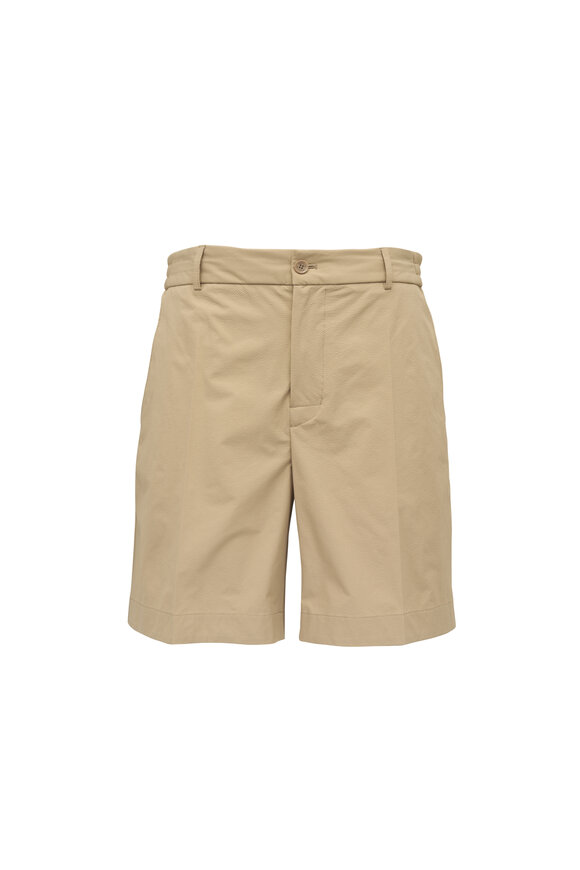 Moncler Tan Seersucker Five Pocket Shorts