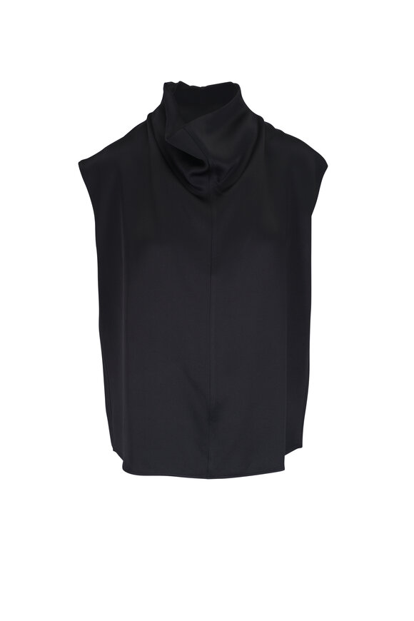 Totême Black Funnel Neck Cowl Top