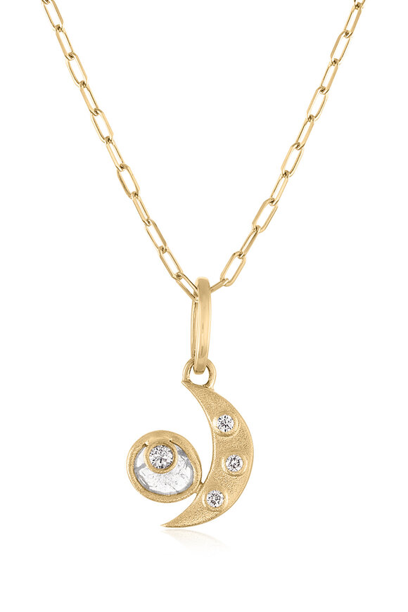 Loriann 14k Yellow Gold Lunar Diamond Slice Necklace - view 1