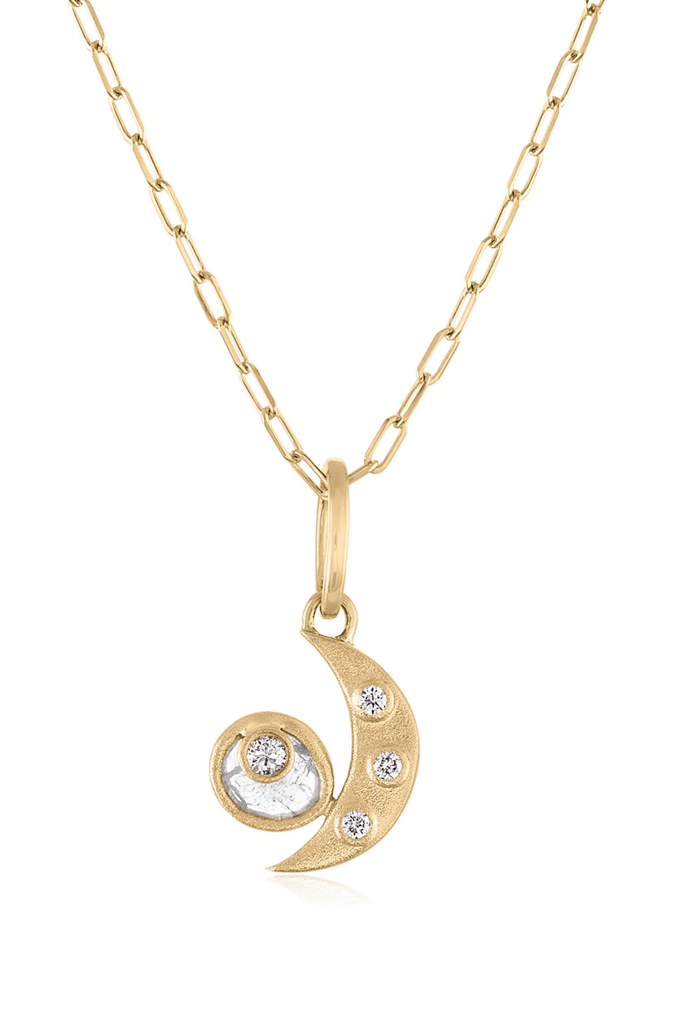 Loriann - 14k Yellow Gold Lunar Diamond Slice Necklace - view 1
