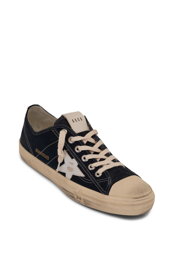 Golden Goose V-Star Binding Navy & Silver Canvas Sneaker