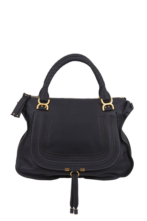 Chloé - Marcie Black Textured Leather Large Shoulder Bag