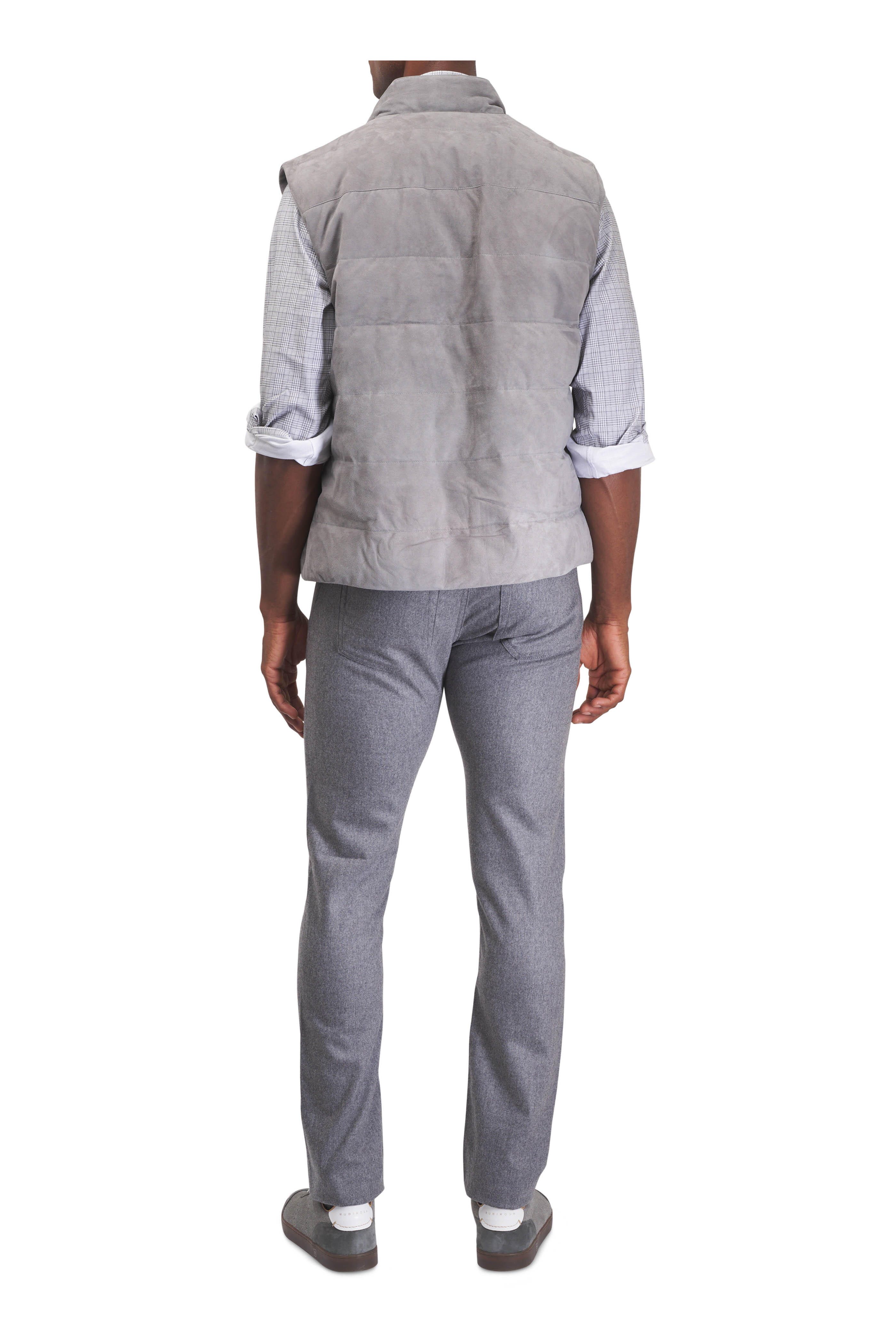 Maurizio Baldassari - Gray Suede Quilted Down Jacket