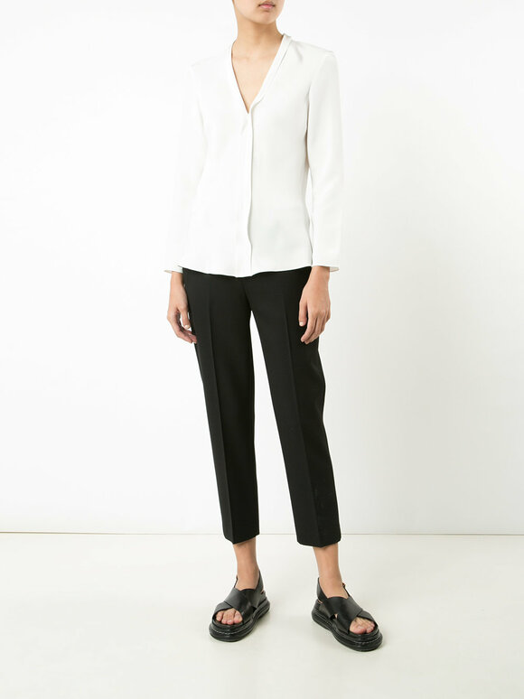 Peter Cohen - White Silk Shawl Collar Blouse 