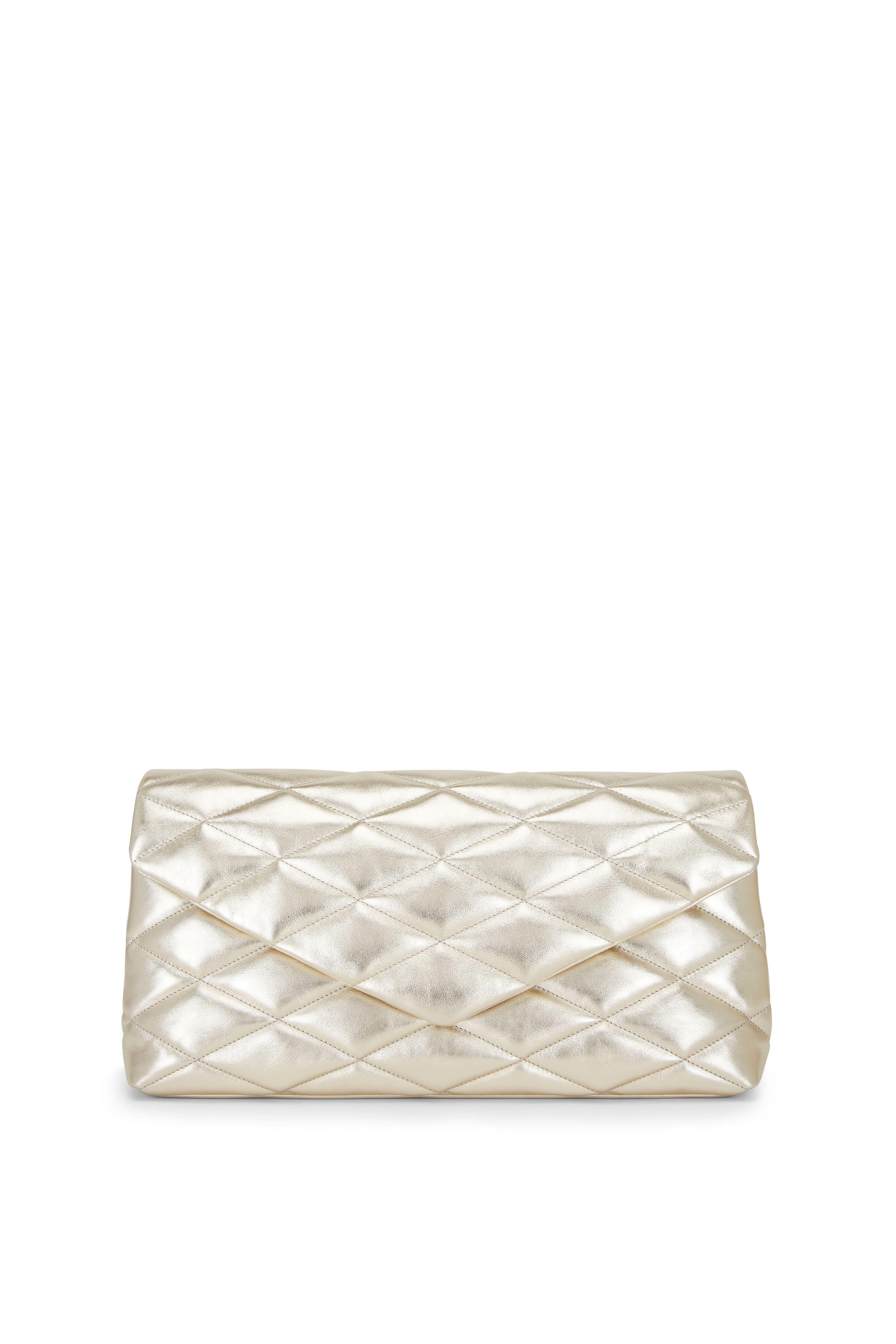 Saint Laurent Sade Puffer Envelope Clutch Bag - White - One Size
