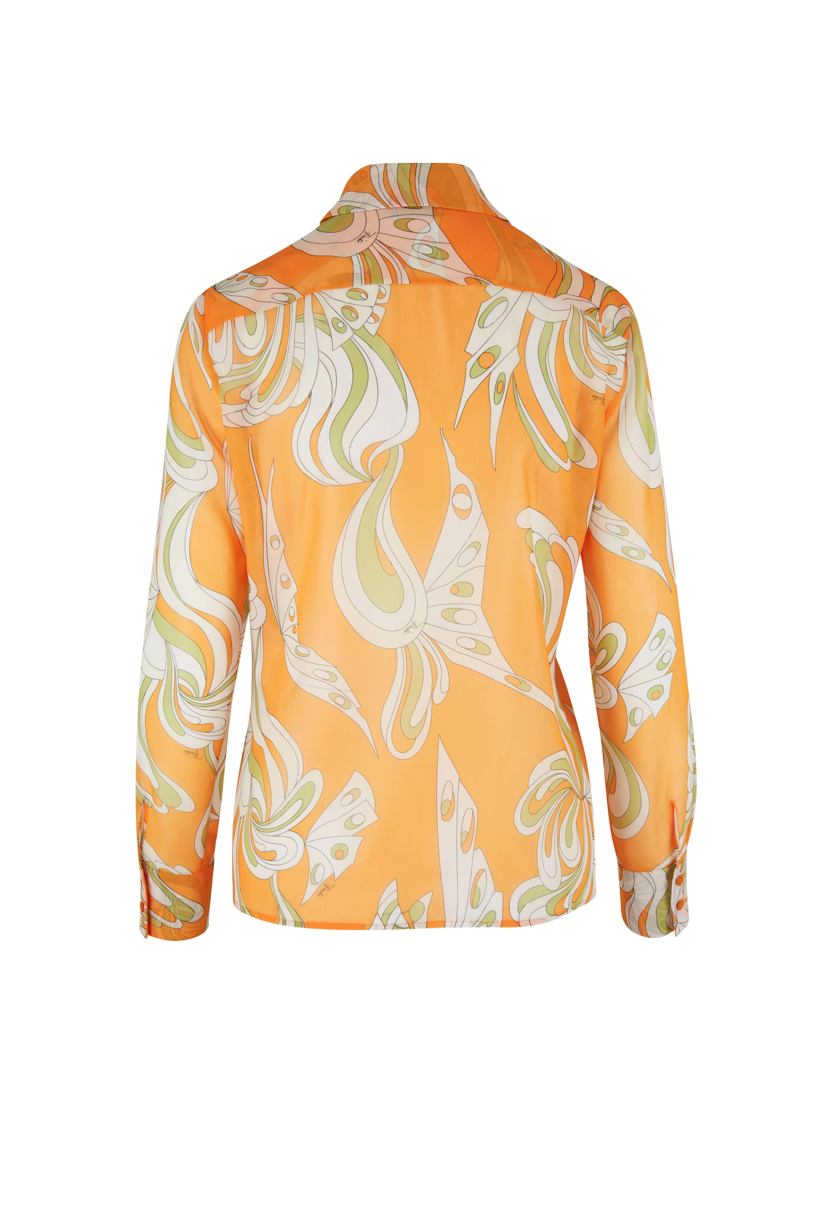 Pucci - Orange Georgette Button Down Blouse