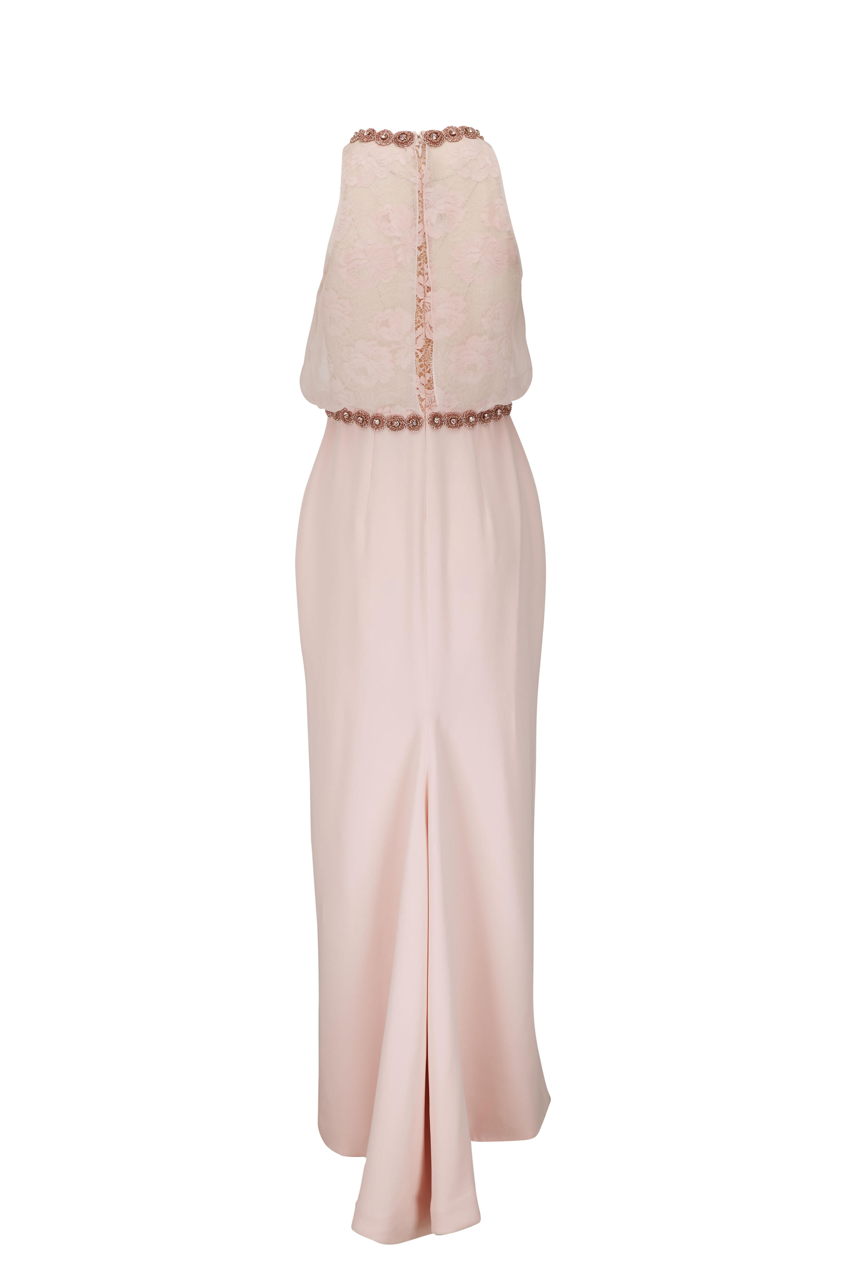 Donald Deal - Blush Satin & Chiffon Halter Gown