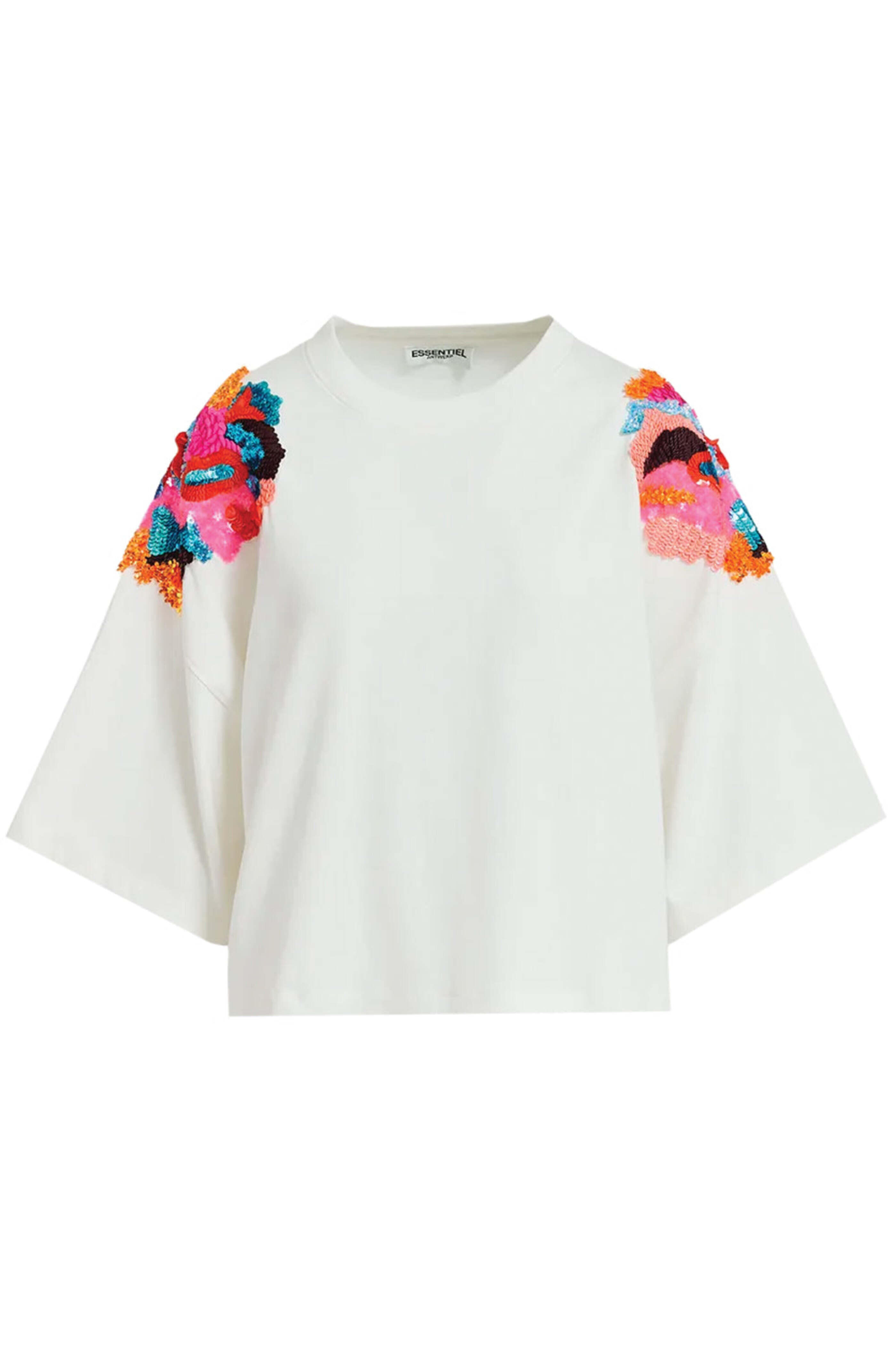 Essentiel Antwerp - Off White Sequin Embroidered Fester Tee