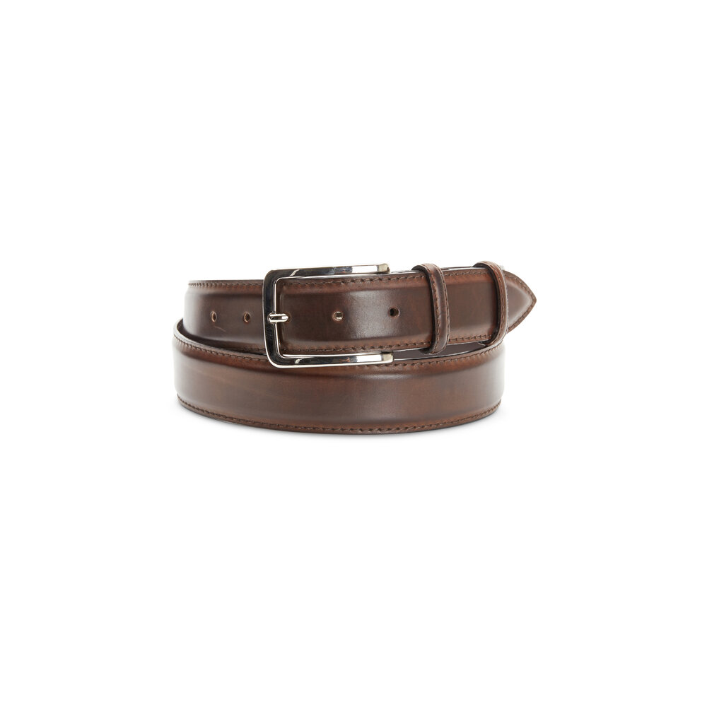 Bontoni - Chocolate Brown Leather Belt | Mitchell Stores