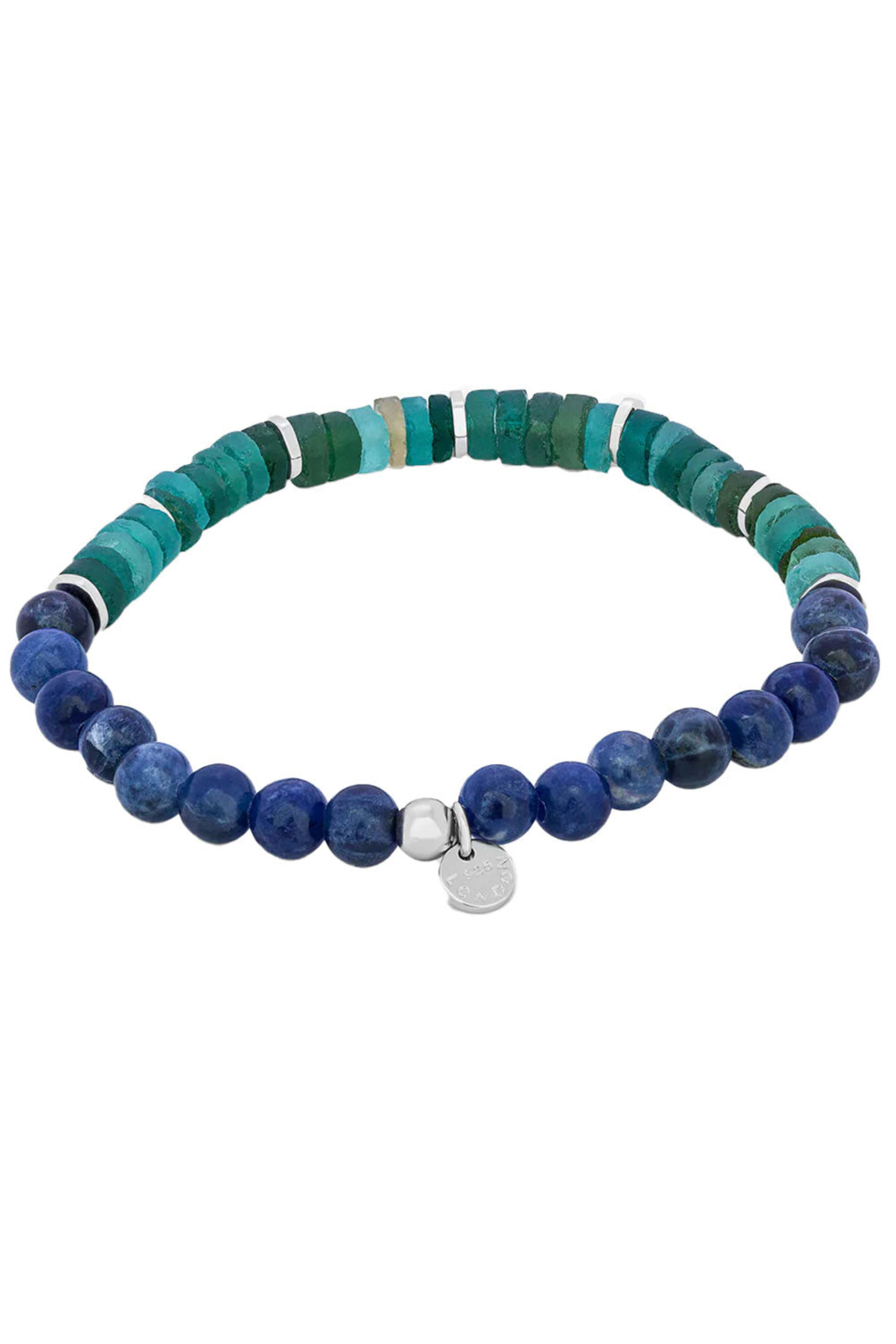 Tateossian - Silver Sodalite & Blue Grass Beaded Bracelet