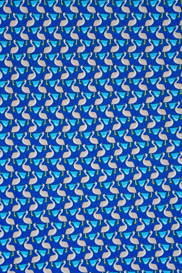 Ferragamo Blue Pelican Print Silk Necktie - view 2