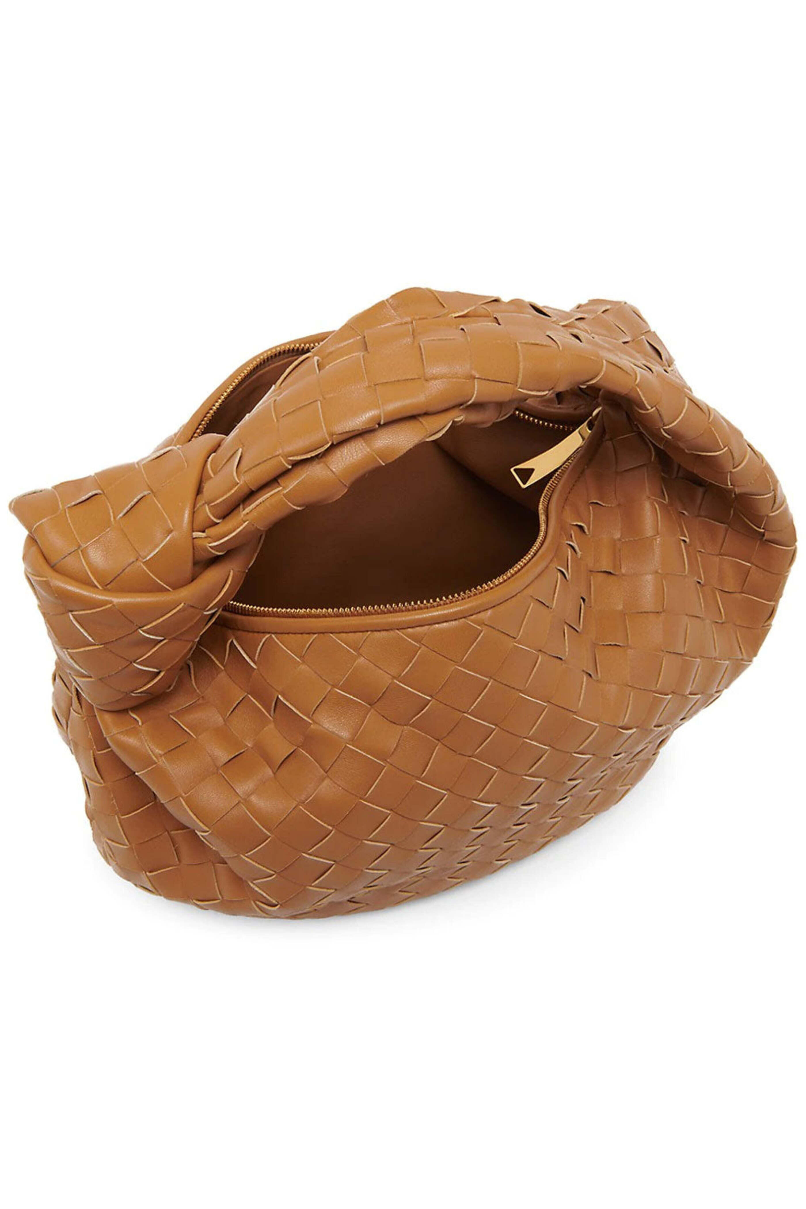 Bottega Veneta - Teen Jodie Intrecciato Hobo Bag in Caramel