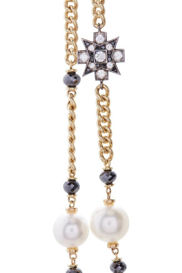 Mariani - Yellow Gold Malta Diamond & Pearl Necklace 